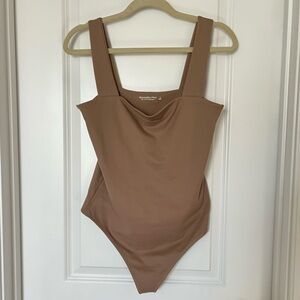 Abercrombie & Fitch Soft A&F Collection Large square neck Tan Brown bodysuit